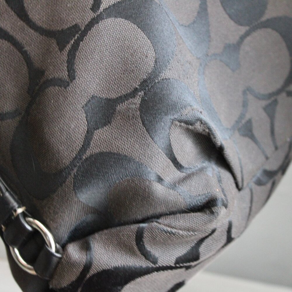 Coach VTG Y2K Black Soho Signature Duffle Canvas Leather Shoulder Crossbody Bag - Picture 9 of 9